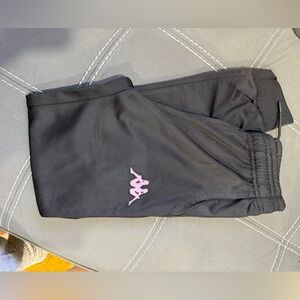 Kappa Kids Black Joggers with Pink Emblem